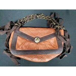 Moschino Cheap and Chic Dark Light Brown Leather Studded Purse Shoulder Handbag